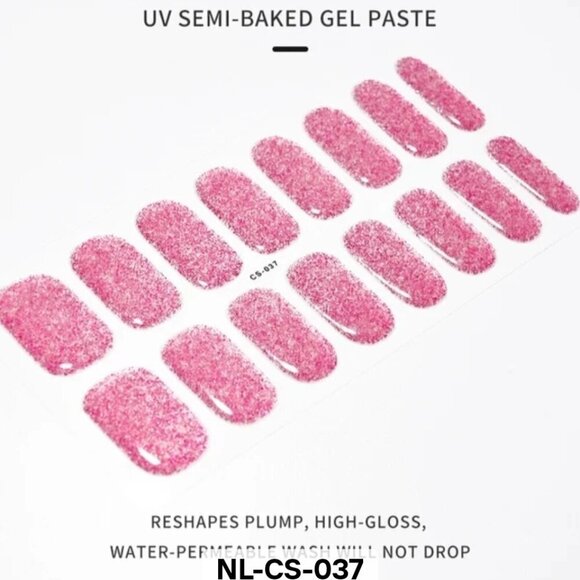 Other - 🖤 3/$12 Pink Glitter Full Nail 16 Semi Cured Gel Nails - Needs UV Curing